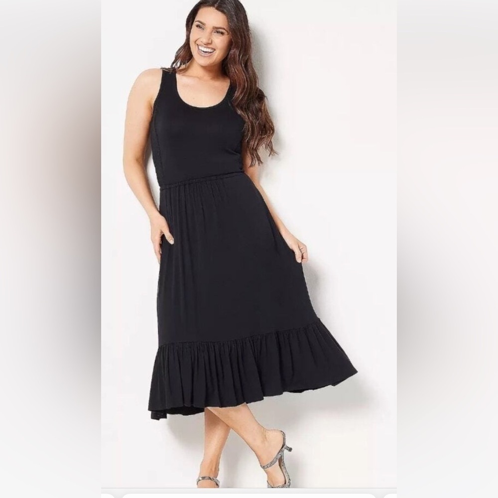 JASON WU BLACK RAYON DRESS WITH POCKETS. Size 3XP